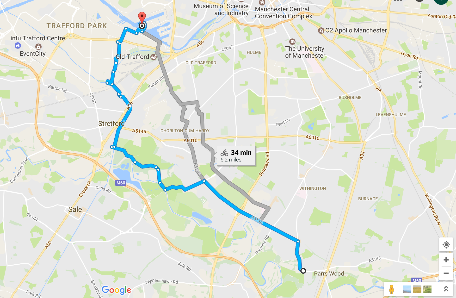 Google Maps cycle route planner